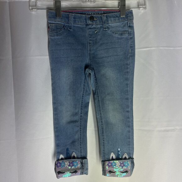 Vigoss Girls Size 4T Blue Jean Skinny Jagger With Unicorn Sequins - Picture 1 of 5